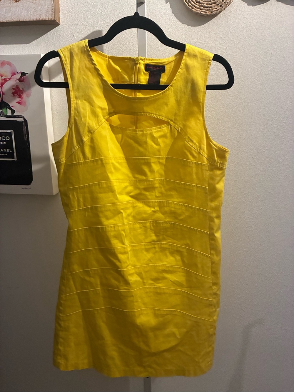 Sarah Elizabeth Bright Yellow Sleeveless Mini Dress with Front Cutout